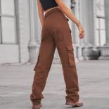 بنطلون جينز مغسول من قماش الدنيم متعدد الجيوب غير رسمي بنطلون 2023 سروال البضائع النسائية جينز غير رسمي مستقيم الساق Wor
