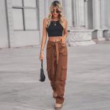 Streetwear Washed Denim Jeans Multi Pocket Casual Overalls Trousers 2023 Women Cargo Pants Casual Straight Leg Jeans Wor