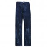 High Waist Slim Denim Pants 2022 Casual Straight Work Clothes Retro Blue Denim Trousers Cargo Jeans Straight Leg Jeans W