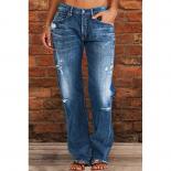 Women's Jeans Loose Ripped Tassel Fashion Street Style Denim Trousers 2023 Autumn Plus Size Ladies Straight Leg Pants