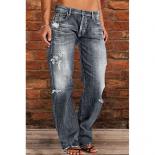 Women's Jeans Loose Ripped Tassel Fashion Street Style Denim Trousers 2023 Autumn Plus Size Ladies Straight Leg Pants