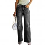 High Waist Women Flare Jeans 2023 Spring/summer New Fashion Retro Blue Loose Casual Wide Leg Pants Women's Street Long P