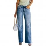 High Waist 2023 New Retro Flared Pants Loose Women Jeans Casual Wide Leg Pants Straight Leg Jeans Women's Street Long Pa