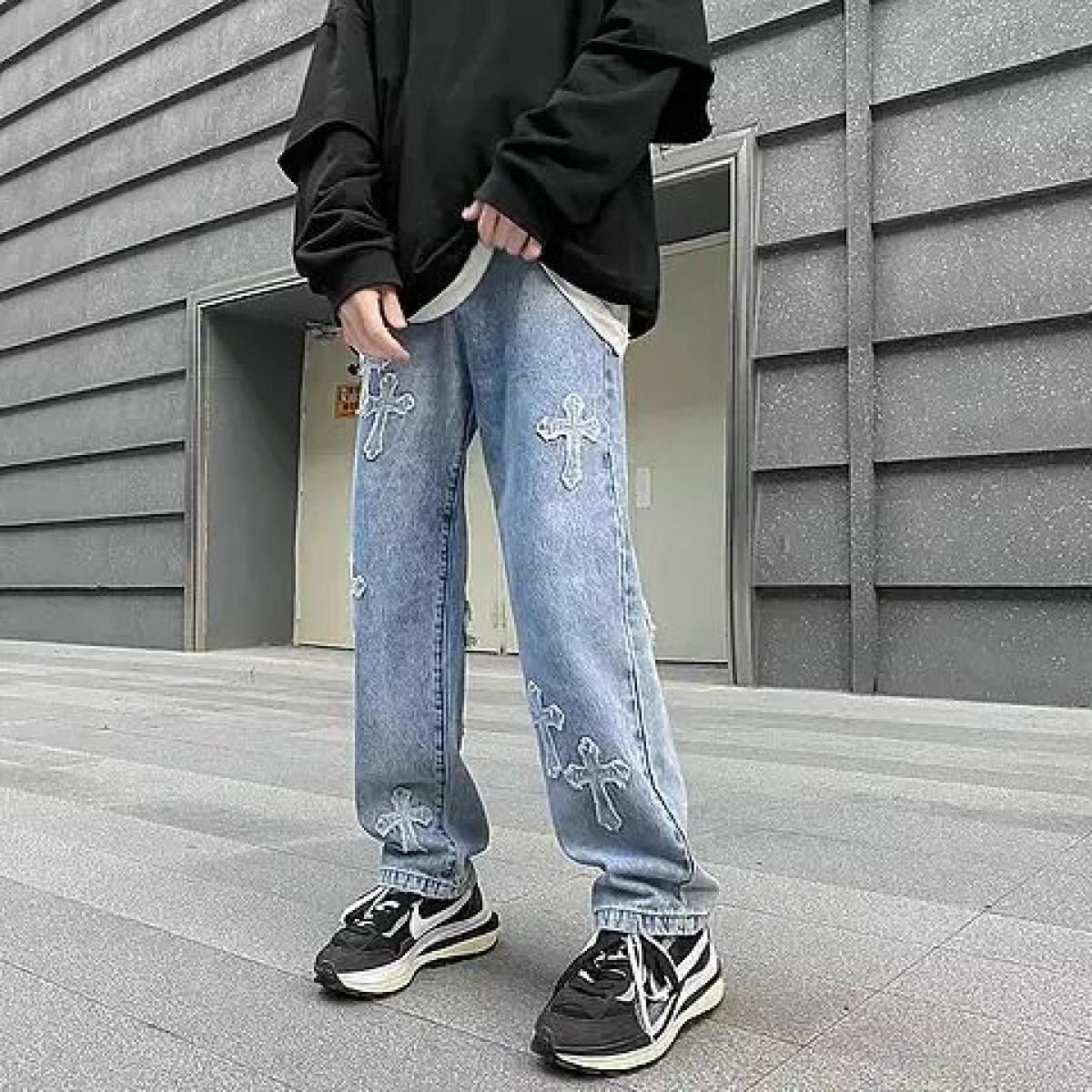 Women Ripped Jeans Large Size Boyfriend Pants High Waist Mom Undefined Stright Trousers