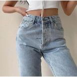 2022 Hole Washed Wide Leg Pants Jeans Women Loose Boyfriend Jeans 100% Cotton Mom Jeans Casual Trousers Denim Pants
