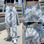 Tie Dyed Jeans Women's 2022 Spring Design High Waist Sweet Cool Wide Leg Pants Straight