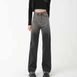 High Waist Gradient Jeans Women's Autumn 2022 Style Gradient Straight Leg Pants Loose