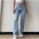 2022 New Women's Jeans Ripped Slim Fit Fashion High Waist Streetwear Vintage Stretch Casual Denim Pants