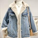 Denim Jacket Fur Ladies  Denim Jacket Fur Sleeves  Fur Collar Denim Thick Jacket  Jackets  