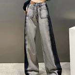 Zoki Design Harajuku Y2k Jeans Women Patchwork Streetwear Loose Denim Pants High Waist Pockets Autumn Bf Straight Trouse