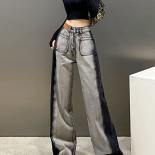 Zoki Design Harajuku Y2k Jeans Women Patchwork Streetwear Loose Denim Pants High Waist Pockets Autumn Bf Straight Trouse