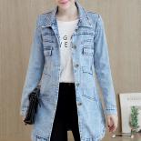 Zoki Autumn Women Denim Jacket Fashion Ripped Female Jean Long Coat Koran Cotton Slim Long Sleeve Blue Outwear 5xl  Jack