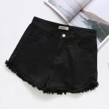 Zoki  Tassel Women Denim Shorts Fashion Summer Slim  Chic Girl Anklelength Pants Black Jeans Washed Street Wear  Jeans