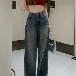 Zoki Streetwear Loose  Casual Jeans Women Vintage High Waist Wide Leg Cargo Jeans Harajuku All Match Pockets Trousers Ne