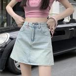 Zoki Fashion Tassel Women Denim Skirt Streetwear  High Waist A Line Mini Skirt Summer Pockets Female  Harajuku Skirts