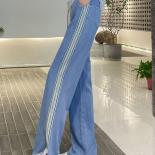 Zoki Harajuku Striped Slit Wide Leg Denim Pants Women Summer Thin High Waist Baggy Jeans Fashion Lace Up Female Casual T