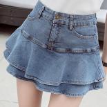 Zoki Elegant Ruffles Women Denim Skirts Fashion High Waist Summer Lining Jeans Mermaid Skirts  Blue Female Mini Skirt Ne