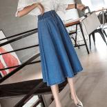 Plus Size Denim Skirt Elastic Waist  Plus Size Denim Skirts Knee Length  Elegant  