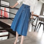 Plus Size Denim Skirt Elastic Waist  Plus Size Denim Skirts Knee Length  Elegant  