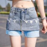 Zoki Ripped Women Denim Skirt Summer High Waist Lined Jean Mini Skirt  A Line Casual Tassel Fashion Pocket Short Skirts 