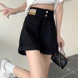 Zoki Harajuku Grey Women Denim Shorts  Preppy Style Casual Wide Leg Shorts Summer High Waist Fashion Buttons Shorts New