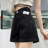 Zoki Design Women Letter Denim Shorts Harajuku Casual Vintage A Line Shorts Summer  High Waist Preppy Style Jeans Shorts