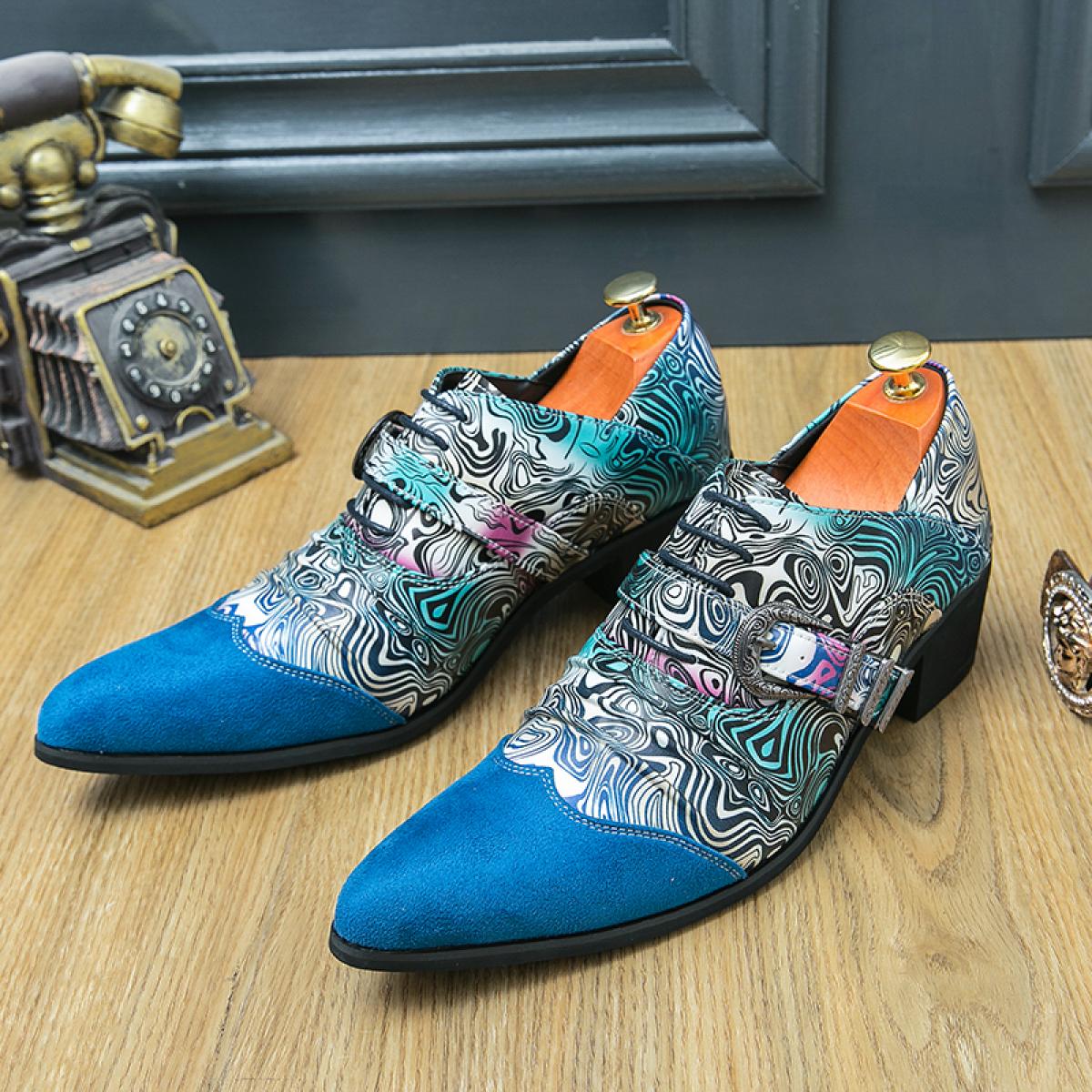 63 67 Mocassini per uomo Punta a punta Colori misti Slip On Tacchi alti spessi Party Fashion Scarpe da uomo fatte a mano Taglia 38 46 Description