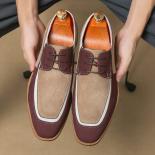 New Flock Derby Shoes For Men Square Toe Lace Up Mixed Colors Fashion Wooden Heel Sole Men Dress Shoes Size 38 48