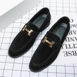 New Black Loafers Men Flock Shoes Business Brown Breathable Slip On Solid Shoes Handmade Free Shipping Size 38 48