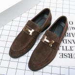 New Black Loafers Men Flock Shoes Business Brown Breathable Slip On Solid Shoes Handmade Free Shipping Size 38 48