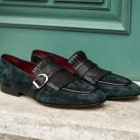 Green Loafers For Men Tassels Flock Round Toe Slip On Spring/autumn Shoes For Men With Free Shipping Size 38 46