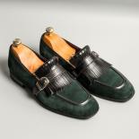 Green Loafers For Men Tassels Flock Round Toe Slip On Spring/autumn Shoes For Men With Free Shipping Size 38 46