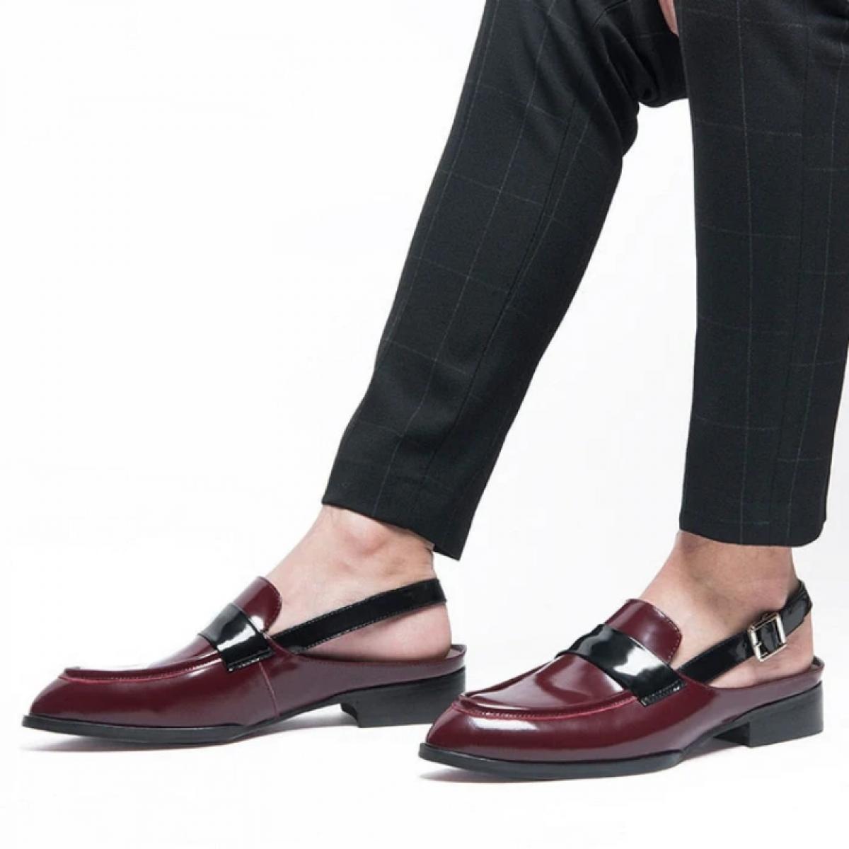 56 26 US Mocasines rojos para hombre sandalias con punta