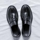 New Black Loafers Men Shoes Tassels Breathable Slip On Solid Casual Shoes Handmade Free Shipping Size 38 44