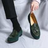 New Green Loafers For Men Brown Black Tassels Slipon Round Toe Men Formal Shoes Free Shipping Size 3848 Men Shoes  Men's