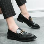 Black Loafers Men Brown Round Toe Slip On Spring/autumn Business Formal Mens Shoes Size 38 46 Free Shiping