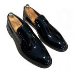 New Black Men Loafers Patent Leather Tassels Mens Formal Shoes Round Toe Lace Up Spring/autumn Business Mens Shoes