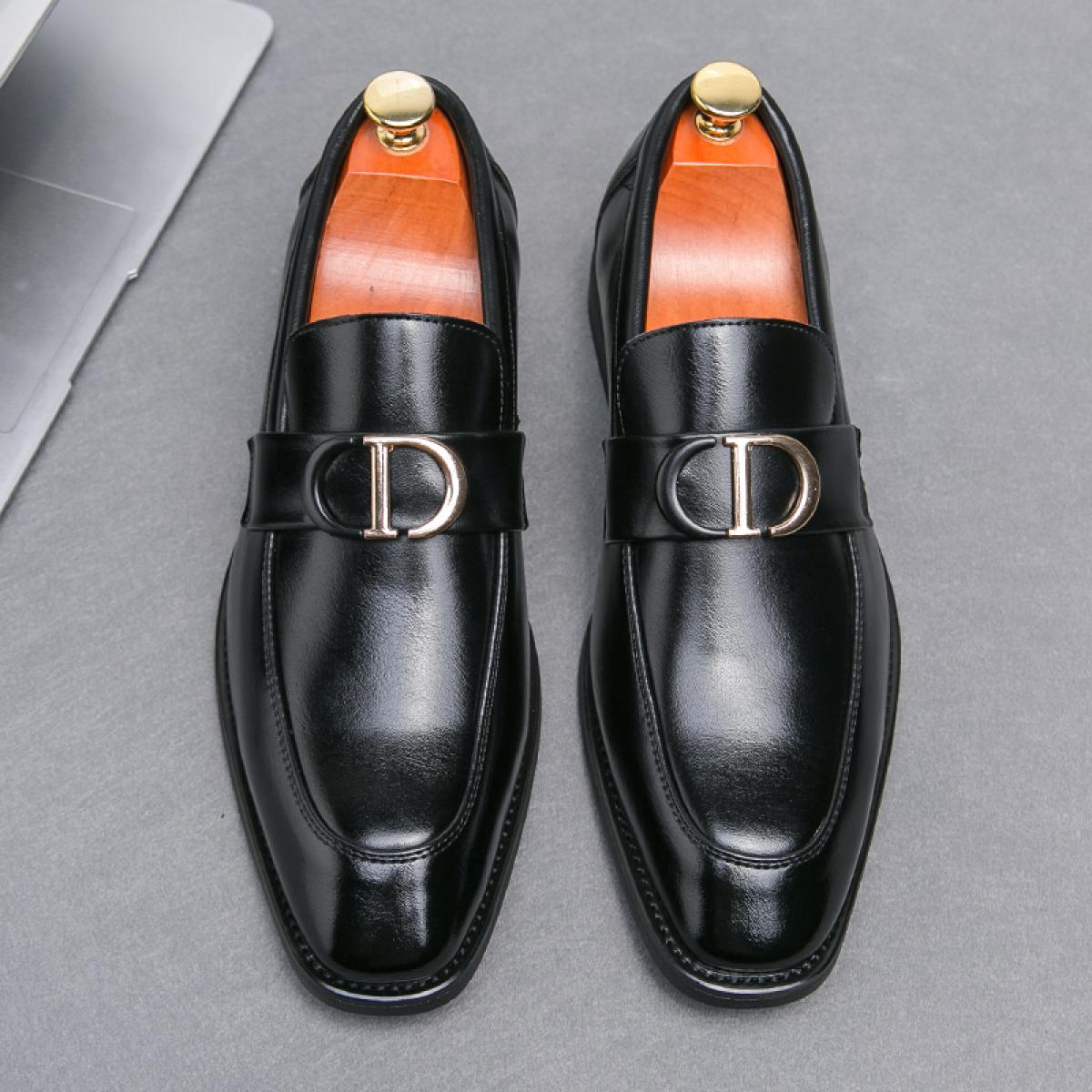 Black Men Loafers Pu Leather Square Toe Slipon Business Mens Formal Shoes Handmade Dress Shoes Size 3846 Men Shoes  Men'
