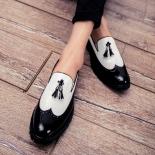 Loafers Men Tassels Slip On Round Toe White Red Black Business Handmade Men Formal Shoes Free Shipping Size 38 46 Mens S