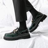 New Black Loafers Men Patent Leather Shoes Green Breathable Slipon Solid Casual Shoes Handmade Free Shipping Size 3845  