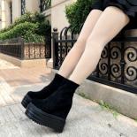 Wedges Inside Increased Womens Boots Thick Sole Short Boots Waterproof Platform High Heel Middle Tube Boots  Women Boots