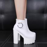 Europe And America  White Super Highheel Short Boots Muffin Thicksoled Womens Ankle Boots Catwalk Square Heel Women Boot