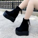 2022 Elastic Womens Boots 13cm Thicksole Within Increase Women Boots Plus Velvet Warm Cotton Boots Wedges Middle Tube Bo