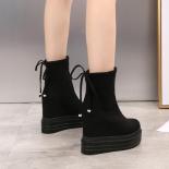 2022 Elastic Womens Boots 13cm Thicksole Within Increase Women Boots Plus Velvet Warm Cotton Boots Wedges Middle Tube Bo