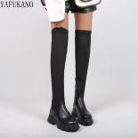 Female Platform Thigh High Boots Fashion Slim Chunky Heels Over The Knee Boots Women Party Shoes Stretch Boots Large Siz