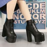  Ankle Boots Fall Thick With Waterproof Platform High Heels Fashion Martin Boots British Style Short Boots 15cm Womens B