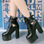 14cm Super High Heel Short Boots Muffin Waterproof Platform Women Boots  Models Catwalk Ankle Boots Square Heel Women Bo