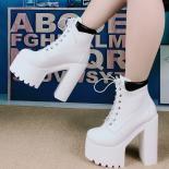 White Nightclub Model Catwalk Short Boots 14cm Square Heel Super High Heel Women's Boots Fashion Women Knight Boots Ankl