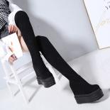 Winter New Increase Within Wedges Over The Knee Boots Thick Sole Long Boots 13cm Pearl High Heel Womens Boots Elegant Hi