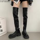Black Thick Sole Long Boots For Women 2023 New Was Slim Retro Long Boots British Style Chunky Heel Casual Over The Knee 
